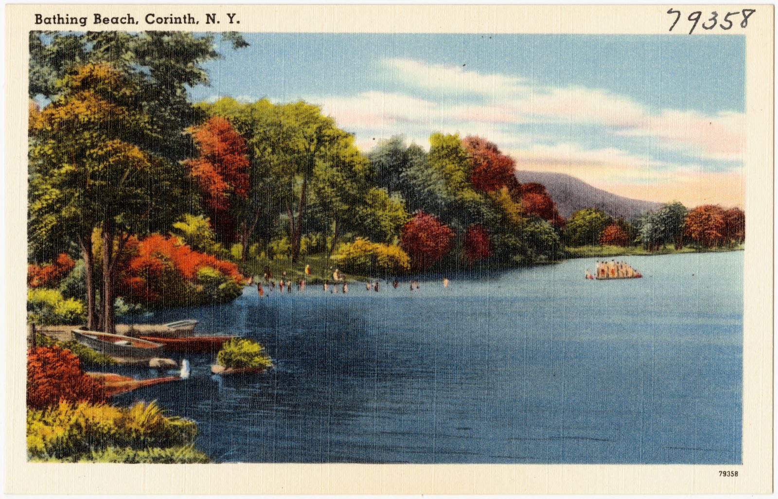 Bathing beach, Corinth, N. Y., Boston Public Library - undated