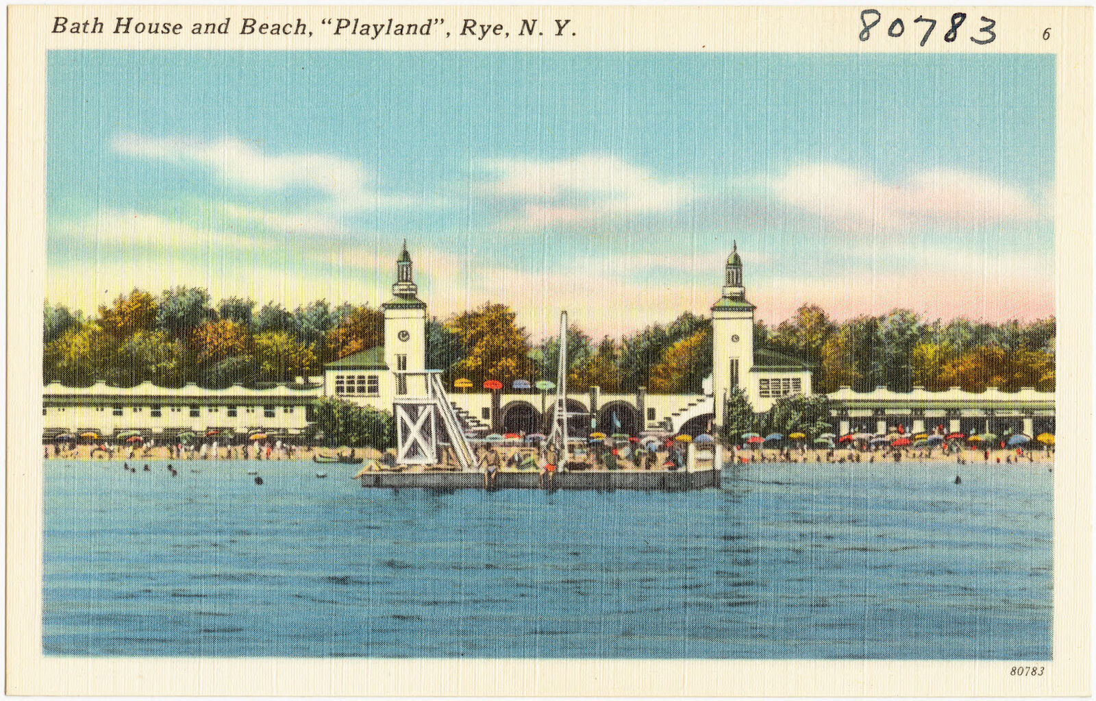 Bath house and beach, "Playland", Rye, N. Y., Boston Public Library - undated
