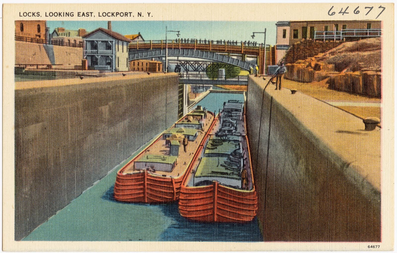 Locks, looking east, Lockport, N. Y., Boston Public Library - undated