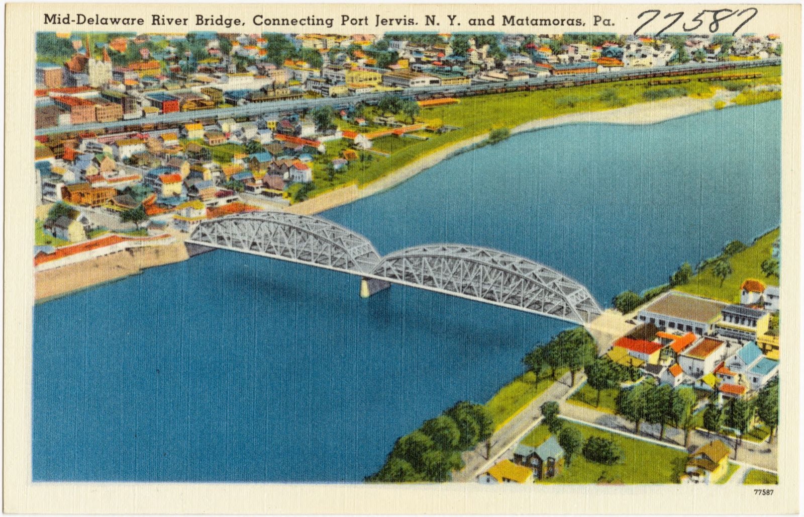 Mid-Delaware River Bridge, connecting Port Jervis, N. Y. and Matamoras, Pa., Boston Public Library - undated
