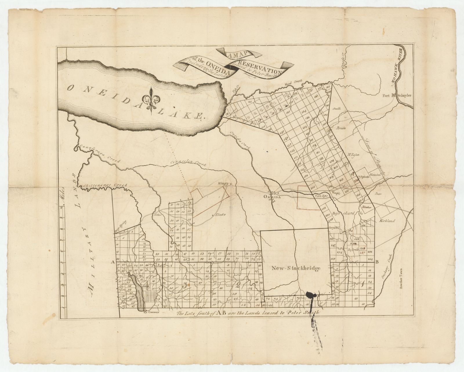 A map of the Oneida Reservation including the lands leased to Peter Smith, MacLean Collection Map Library - undated