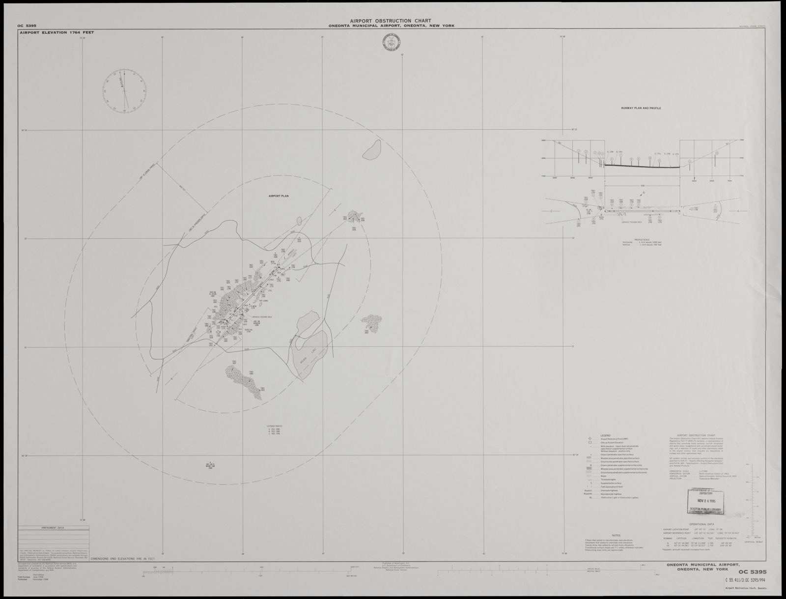 Airport obstruction chart, OC 5395, Oneonta Municipal Airport, Oneonta, New York, Boston Public Library - undated