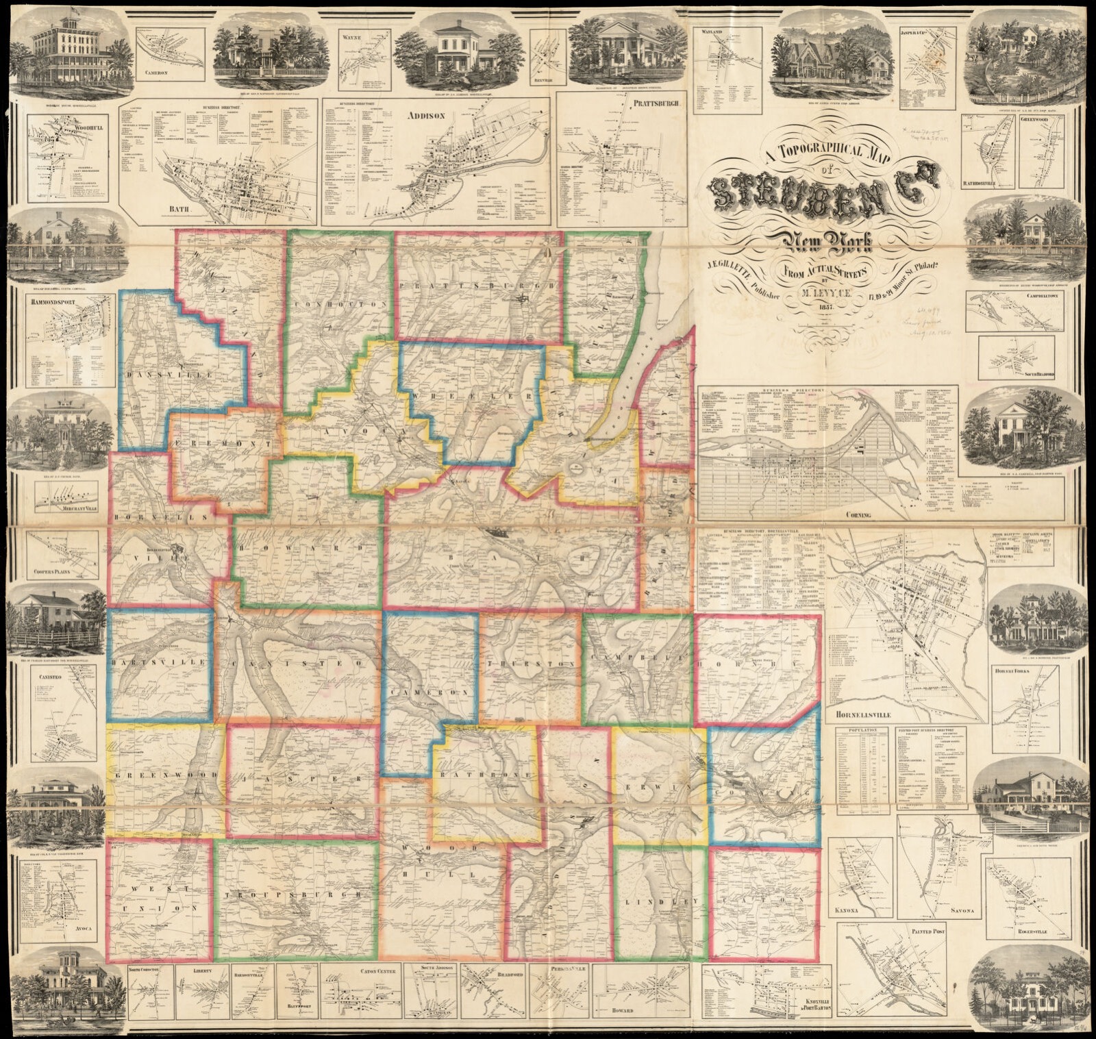 A topographical map of Steuben Co., New York from actual surveys, Boston Public Library - undated