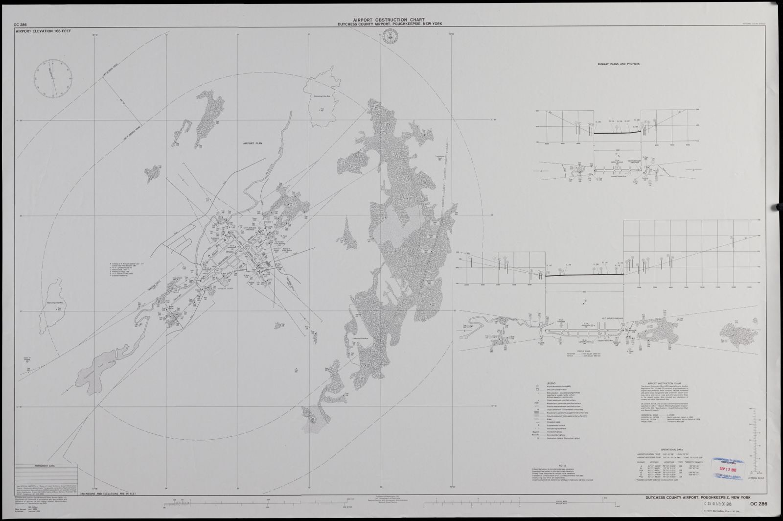 Airport obstruction chart OC 286, Dutchess County Airport, Poughkeepsie, New York, Boston Public Library - undated