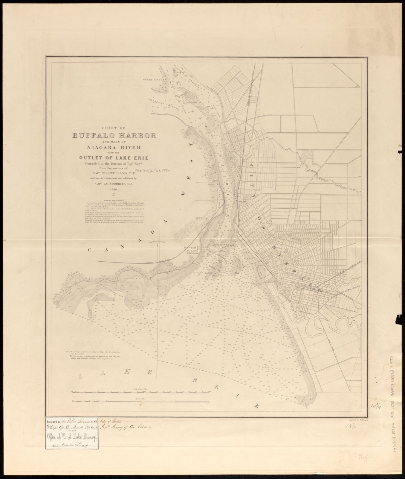 Chart of Buffalo Harbor and head of Niagara River with the outlet of Lake Erie, Boston Public Library - undated