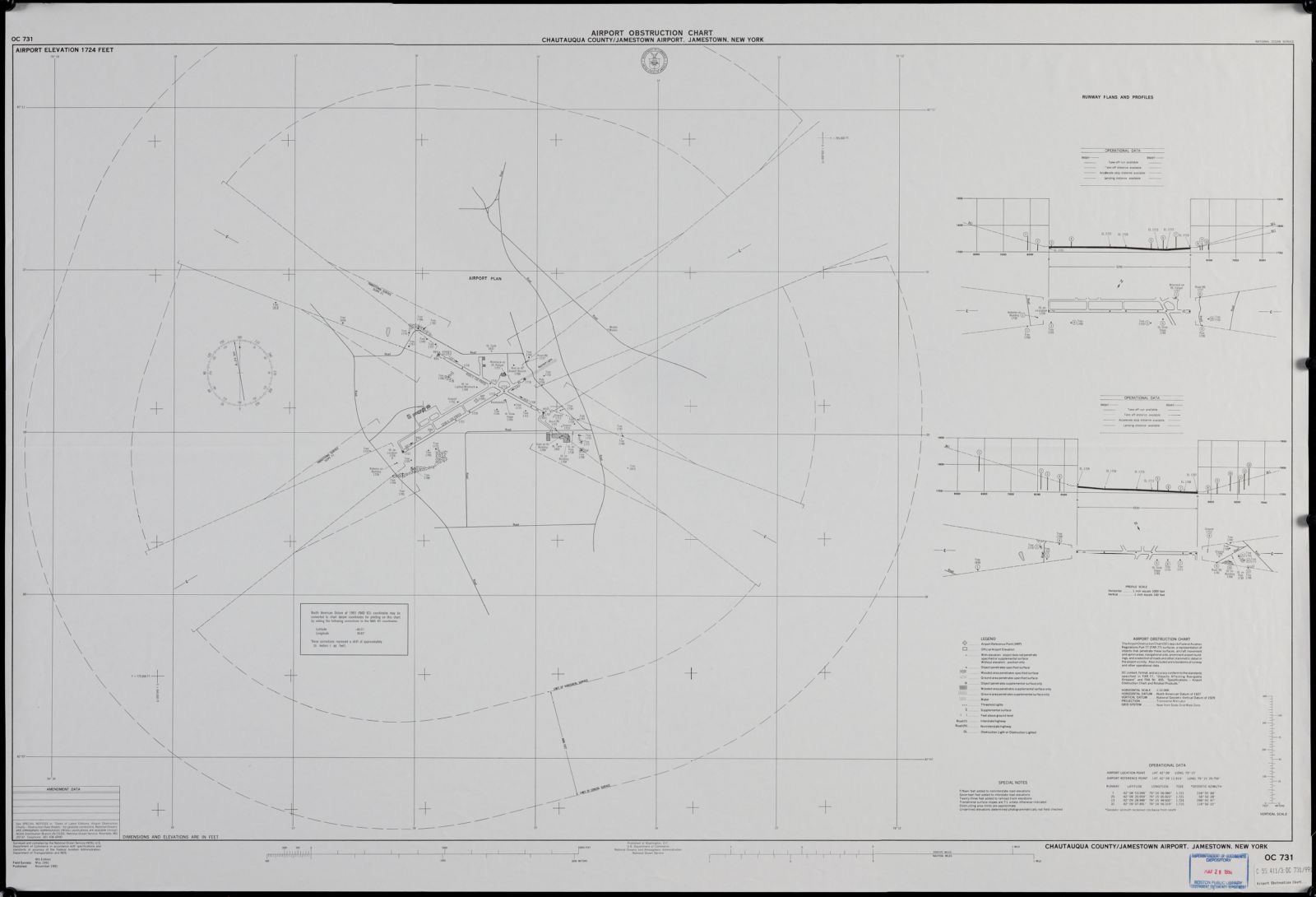 Airport obstruction chart, OC 731, Chautauqua County/Jamestown Airport, Jamestown, New York, Boston Public Library - undated