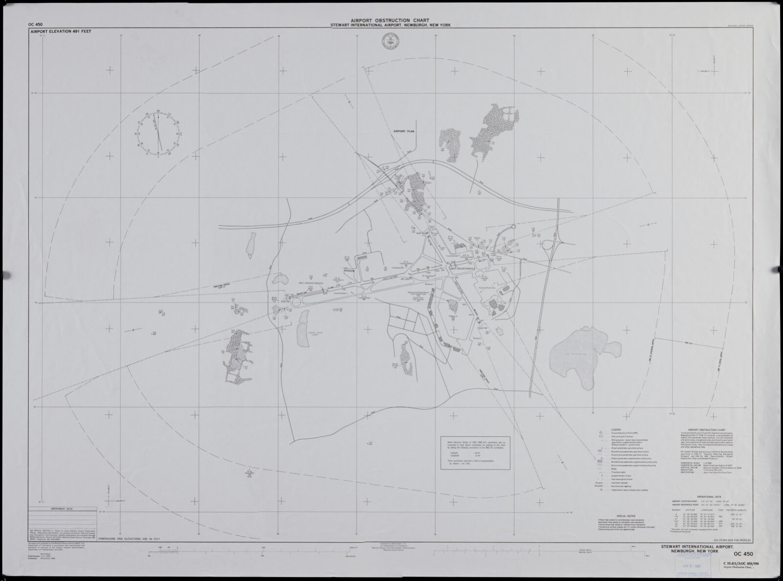 Airport obstruction chart, OC 450, Stewart International Airport, Newburgh, New York, Boston Public Library - undated