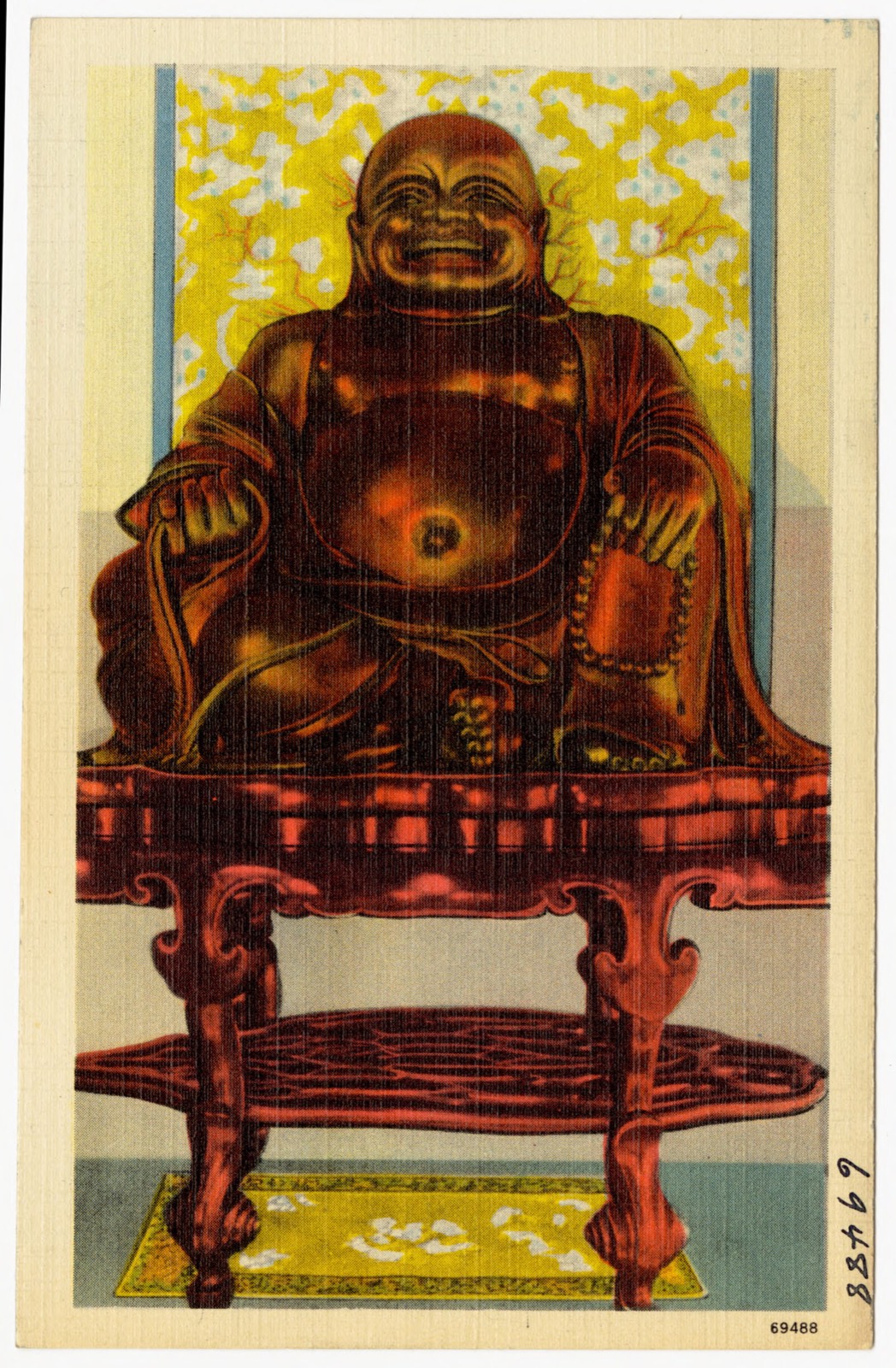 Bronze laughing Buddha, owned by Savoy Inn, Boston Public Library - undated