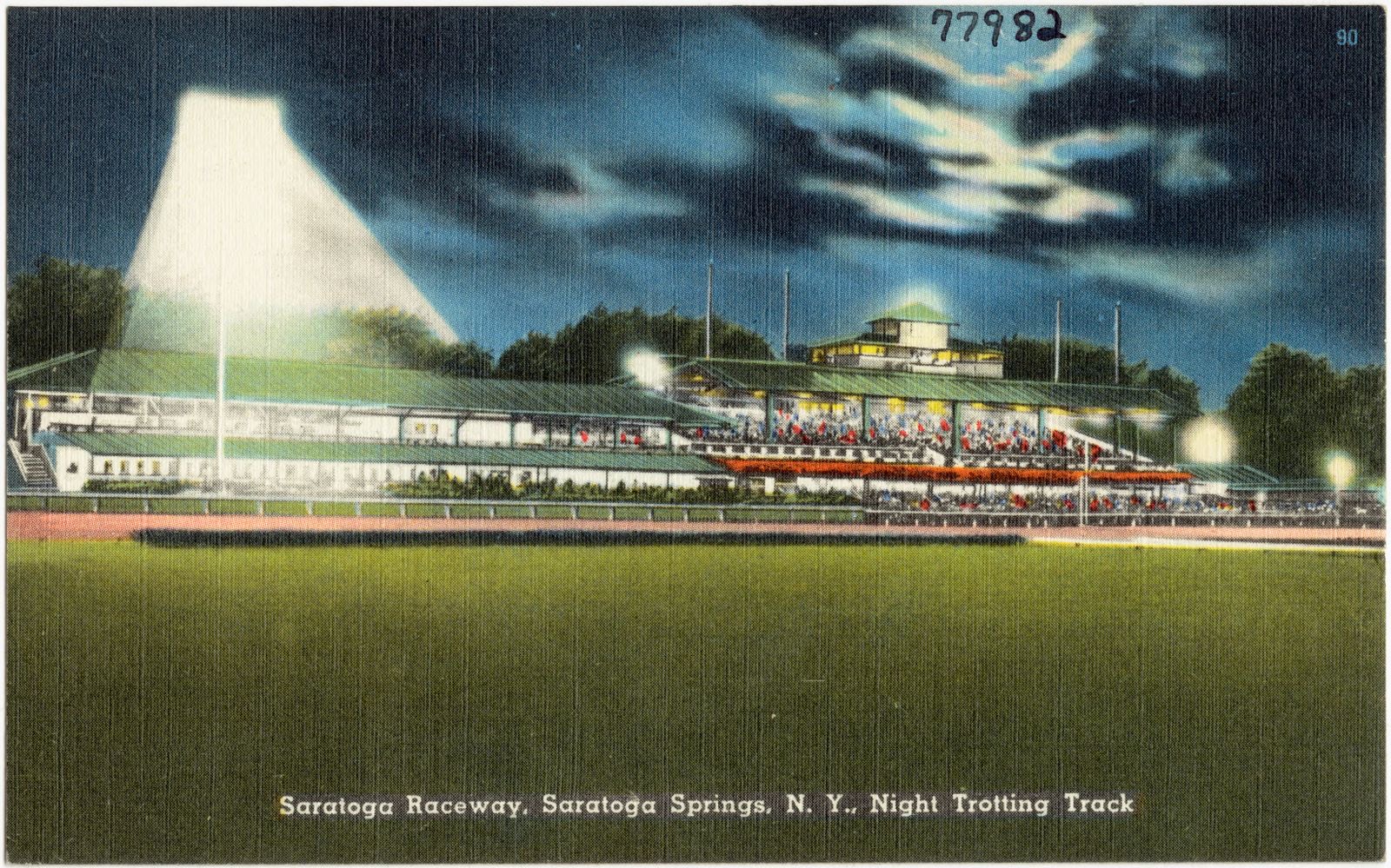 Saratoga Raceway, Saratoga Springs, N. Y., night trotting track, Boston Public Library - undated