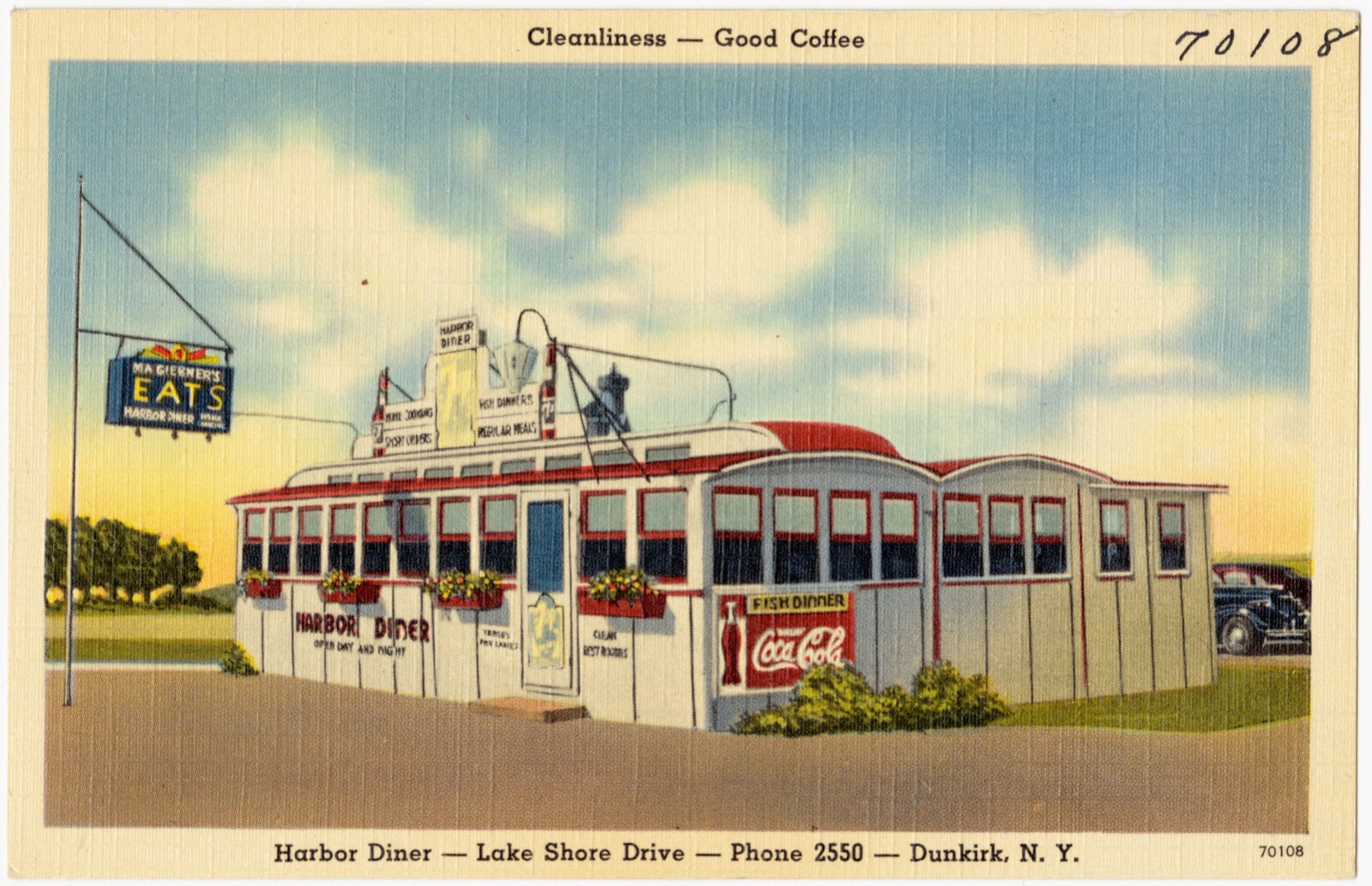 Harbor Diner -- Lake Shore Drive -- Phone 2550 -- Dunkirk, N. Y., Boston Public Library - undated