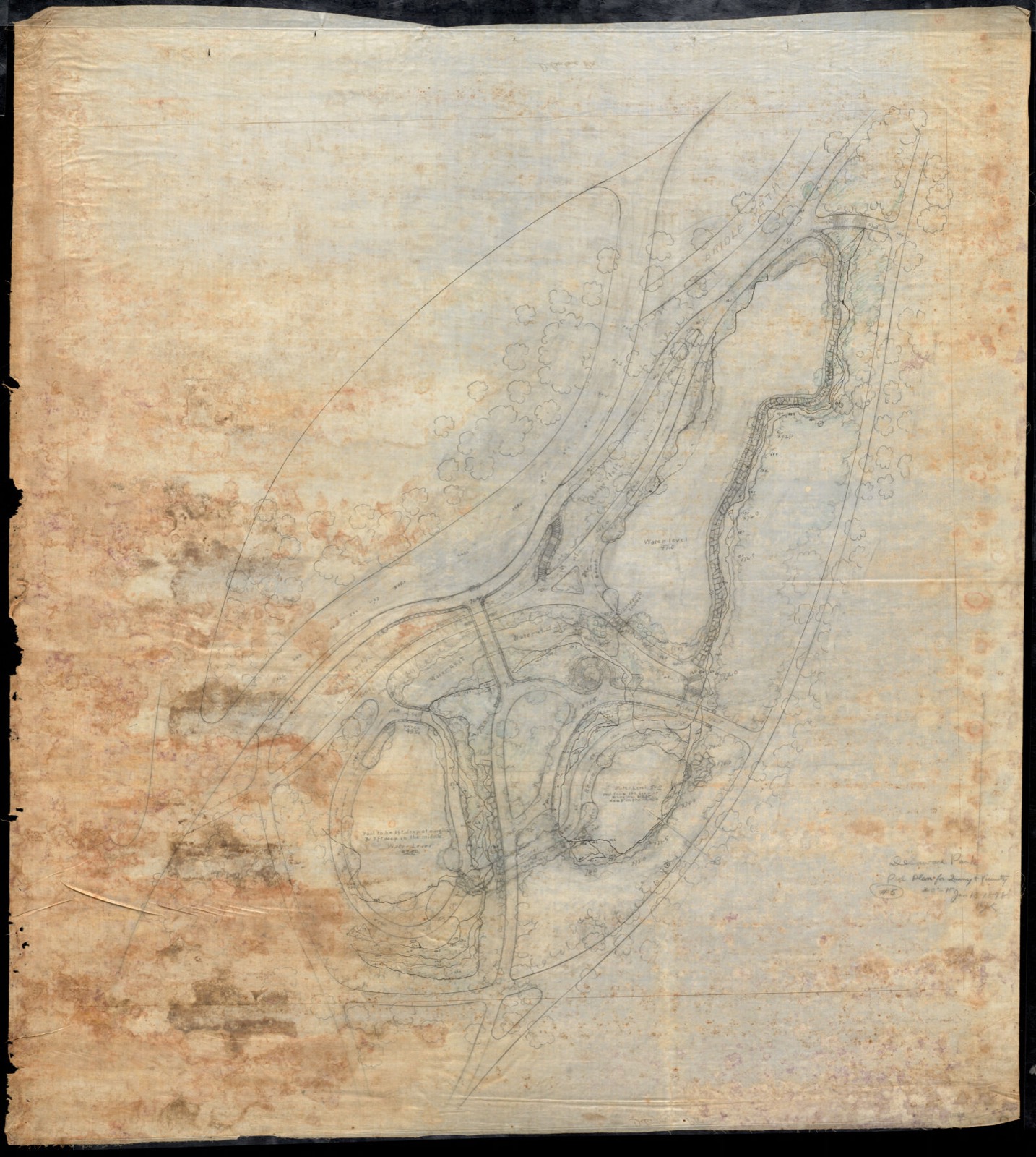 Delaware Pk./Prelim. Plan for Quarry & Vicinity ( recto)/; Scale 20' = 1" (recto), Frederick Law Olmsted National Historic Site - undated