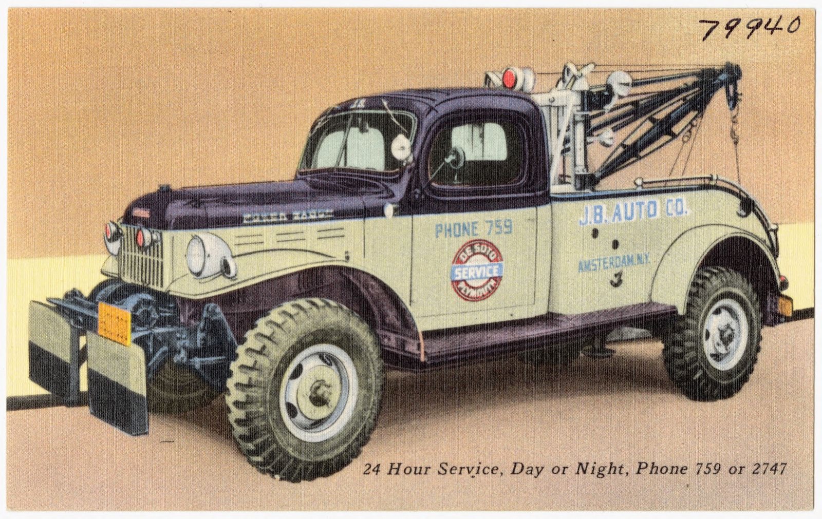 J.B. Auto Co. 24 Hour service, day or night, phone 759 or 2747, Boston Public Library - undated