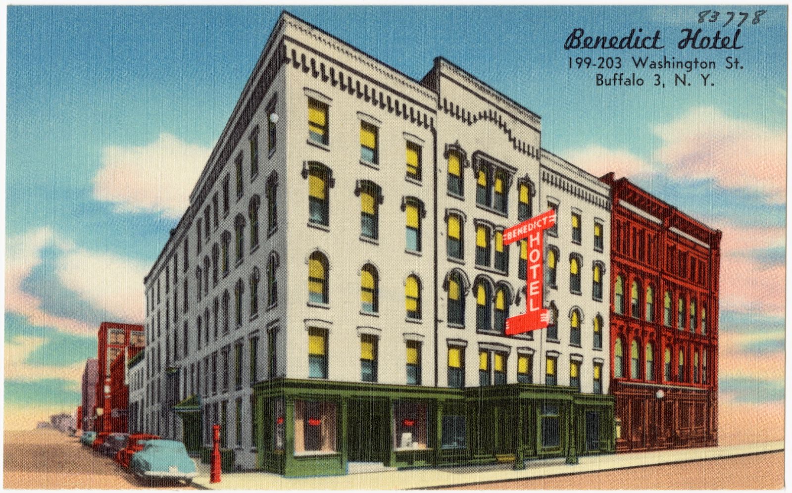 Benedict Hotel 199-203 Washington St., Buffalo 3, N. Y., Boston Public Library - undated