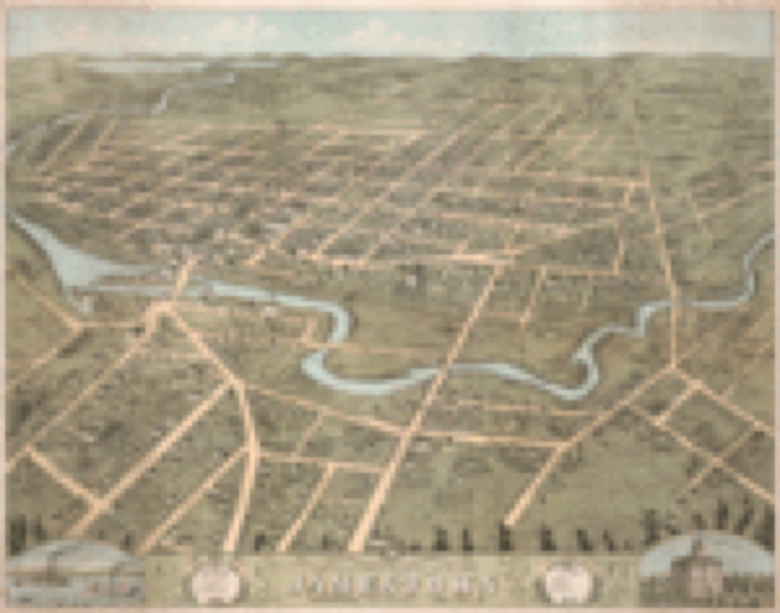 Bird's-eye view, 1871 - Birds eye view of the city of Jamestown, Chautauqua County, New York 1871 : looking north west