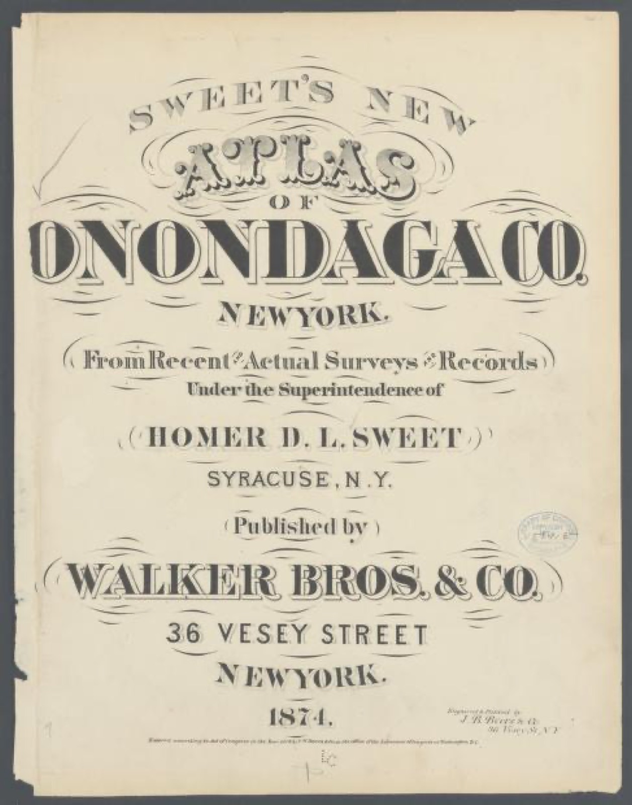Land ownership map, 1874 - Sweet's new atlas of Onondaga Co., New York : from recent and actual surveys and records