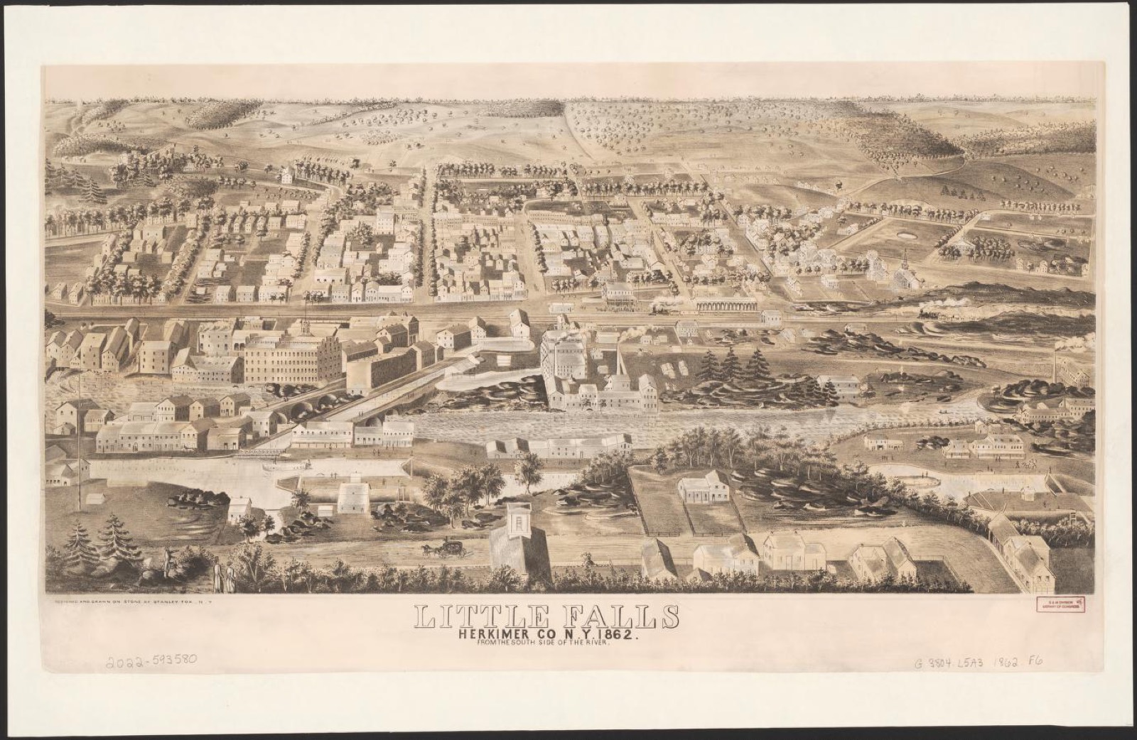 Bird's-eye view, 1862 - Little Falls, Herkimer Co N.Y. 1862 : from south side of the river