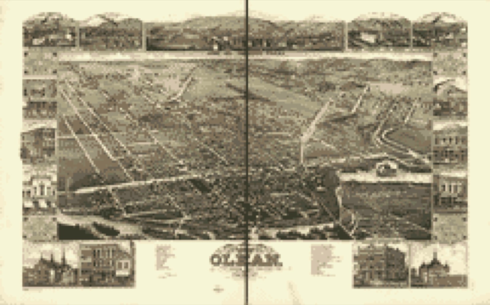 Bird's-eye view, 1882 - Bird's eye view of Olean, Cattaraugus County, New York 1882