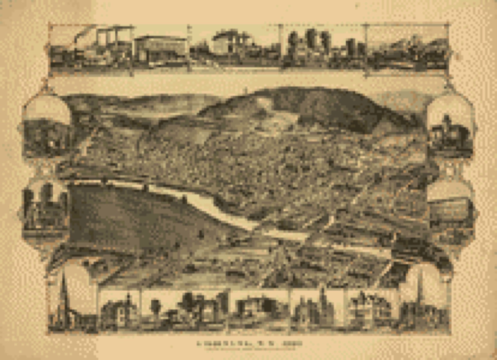 Bird's-eye view, 1882 - Corning, N.Y., 1882 : junction of the New York, Lake Erie, and Western and the Syracuse, Geneva & Corning R.R.'s