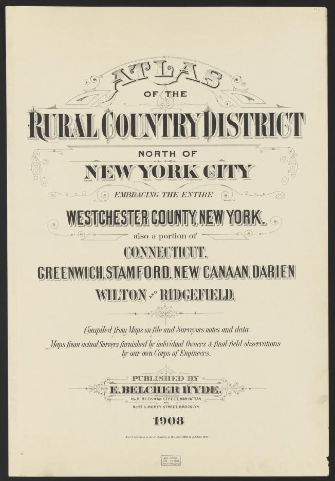 Land ownership map, 1908 - Atlas of the rural country district north of New York city, embracing the entire Westchester County, New York : also a portion of Connecticut : Greenwich, Stamford, New Canaan, Darien, Wilton and Ridgefield