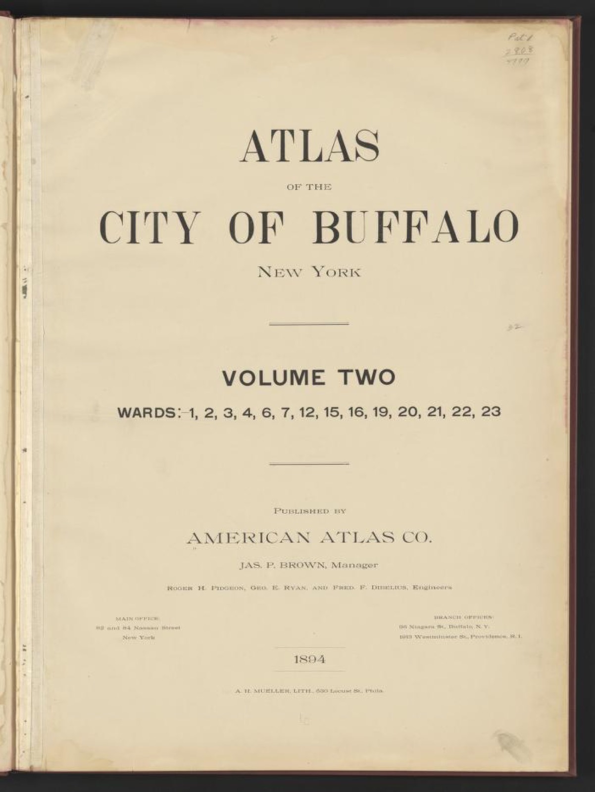 Land ownership map, 1894 - Atlas of the city of Buffalo, New York