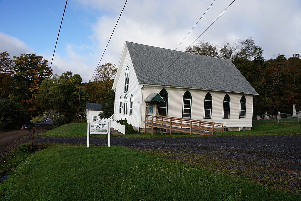 Photograph of West Delhi Presbyterian Church, Manse, and Cemetery