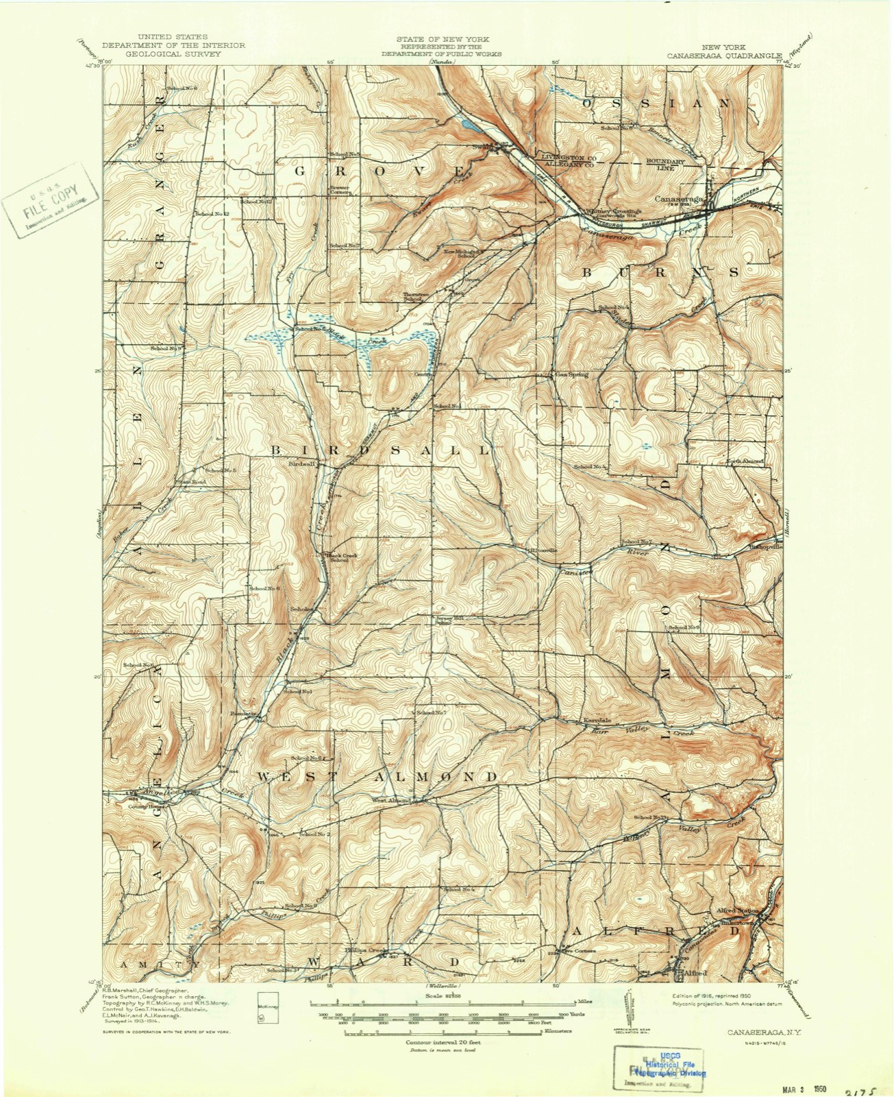 Topographic sheet of Canaseraga, surveyed 1916