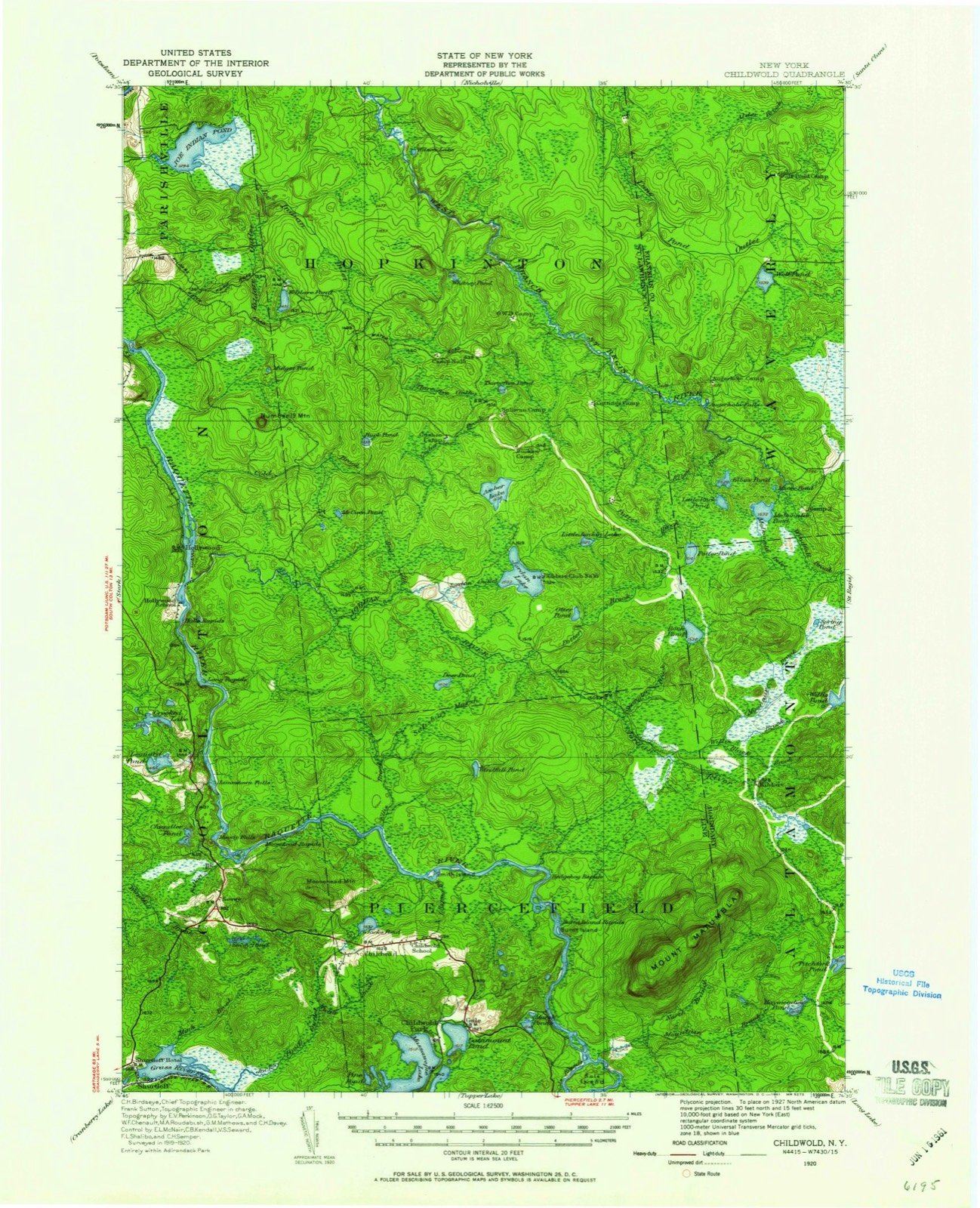 Topographic sheet of Childwold Park, surveyed 1920