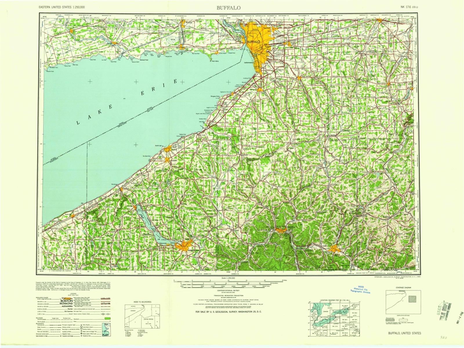 Topographic sheet covering Buffalo Public School #32-PS 32, surveyed 1960