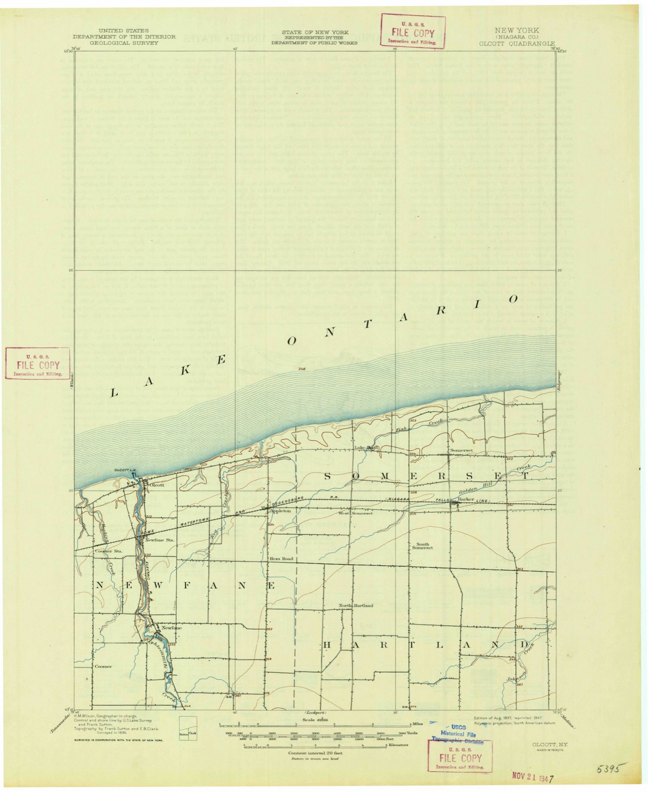 Topographic sheet of Hess Road, surveyed 1897