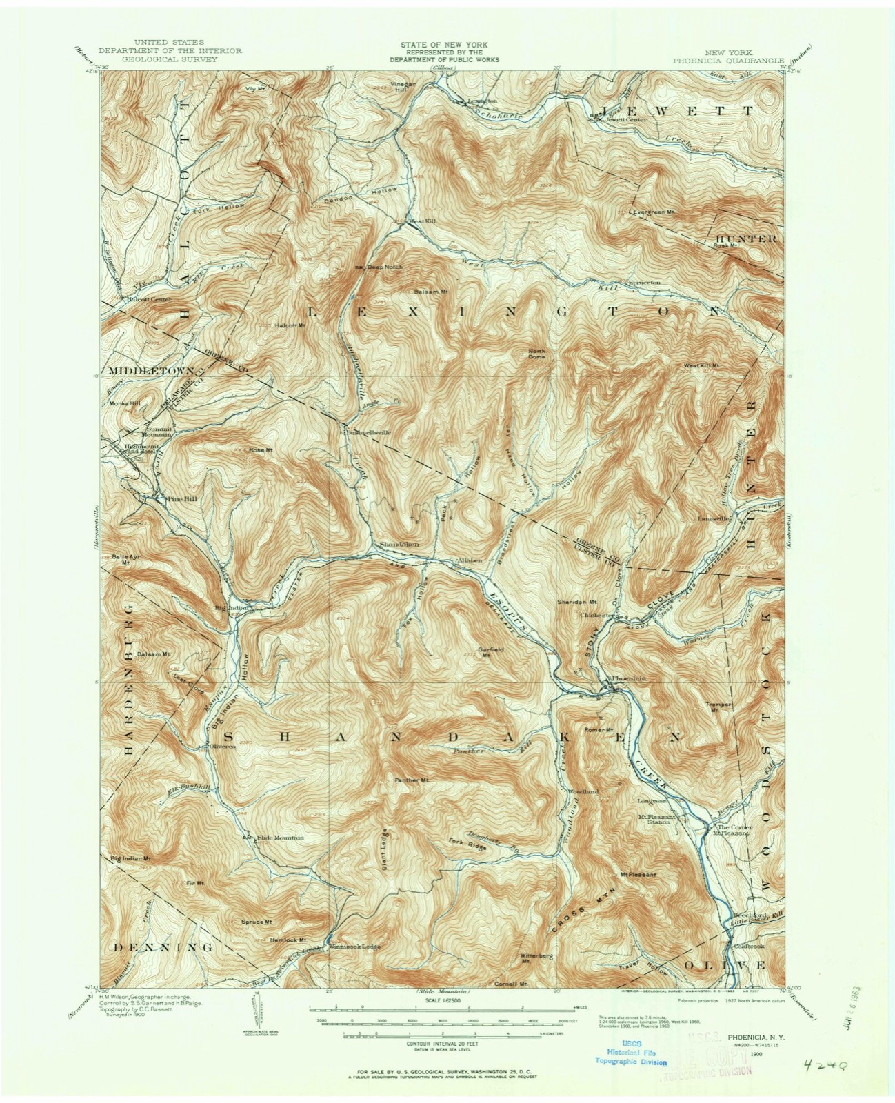 Topographic sheet of Halcott Center, surveyed 1900