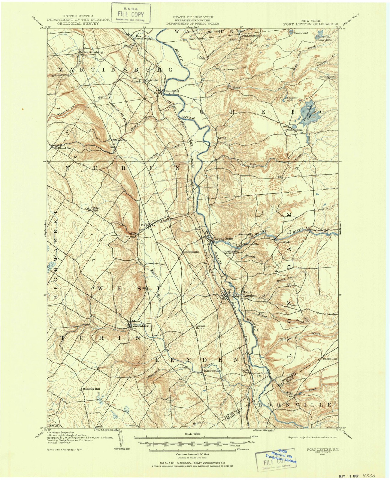 Topographic sheet of Lyonsdale, surveyed 1905