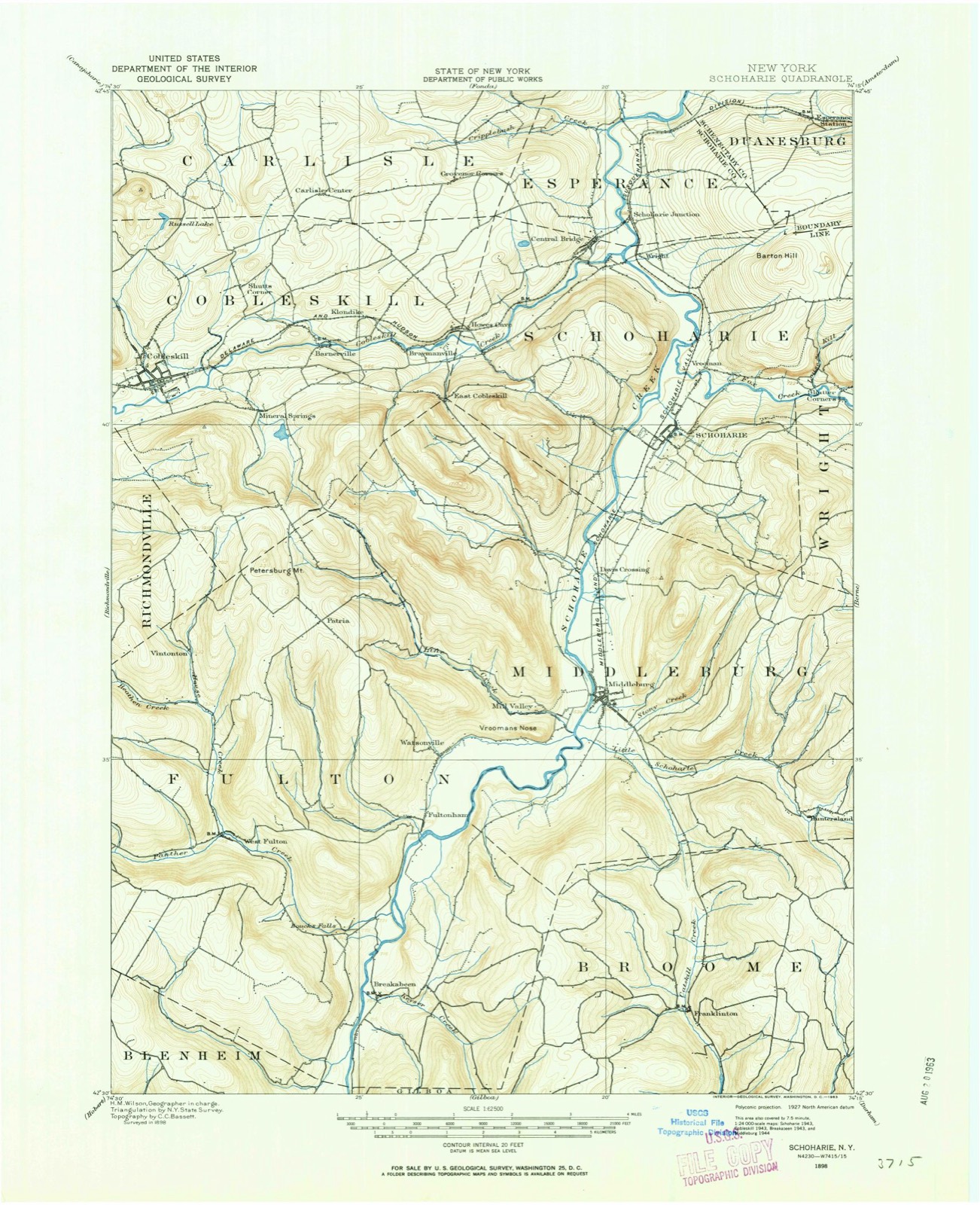 Topographic sheet of Grovenor Corners, surveyed 1898