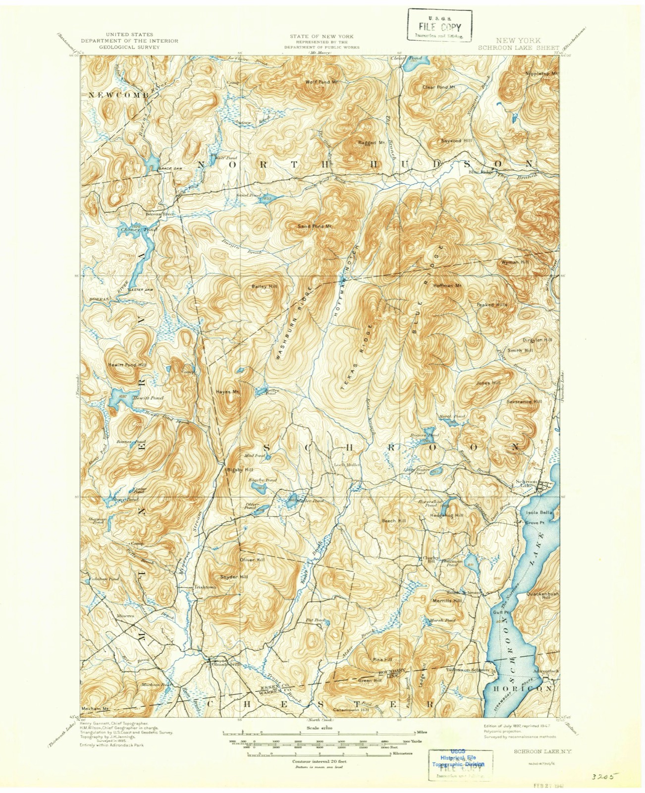 Topographic sheet of Blue Ridge, surveyed 1897