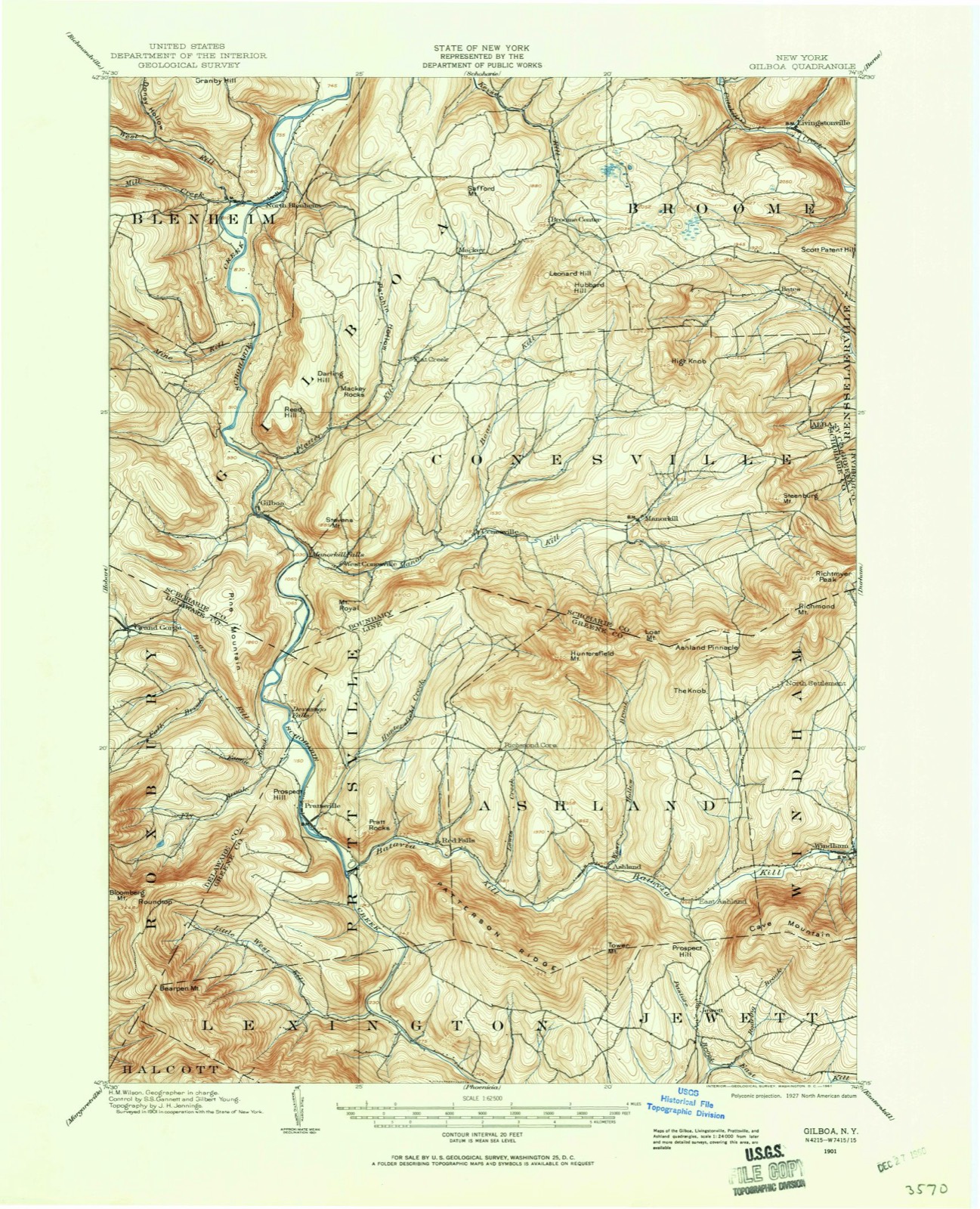 Topographic sheet of Prattsville, surveyed 1901