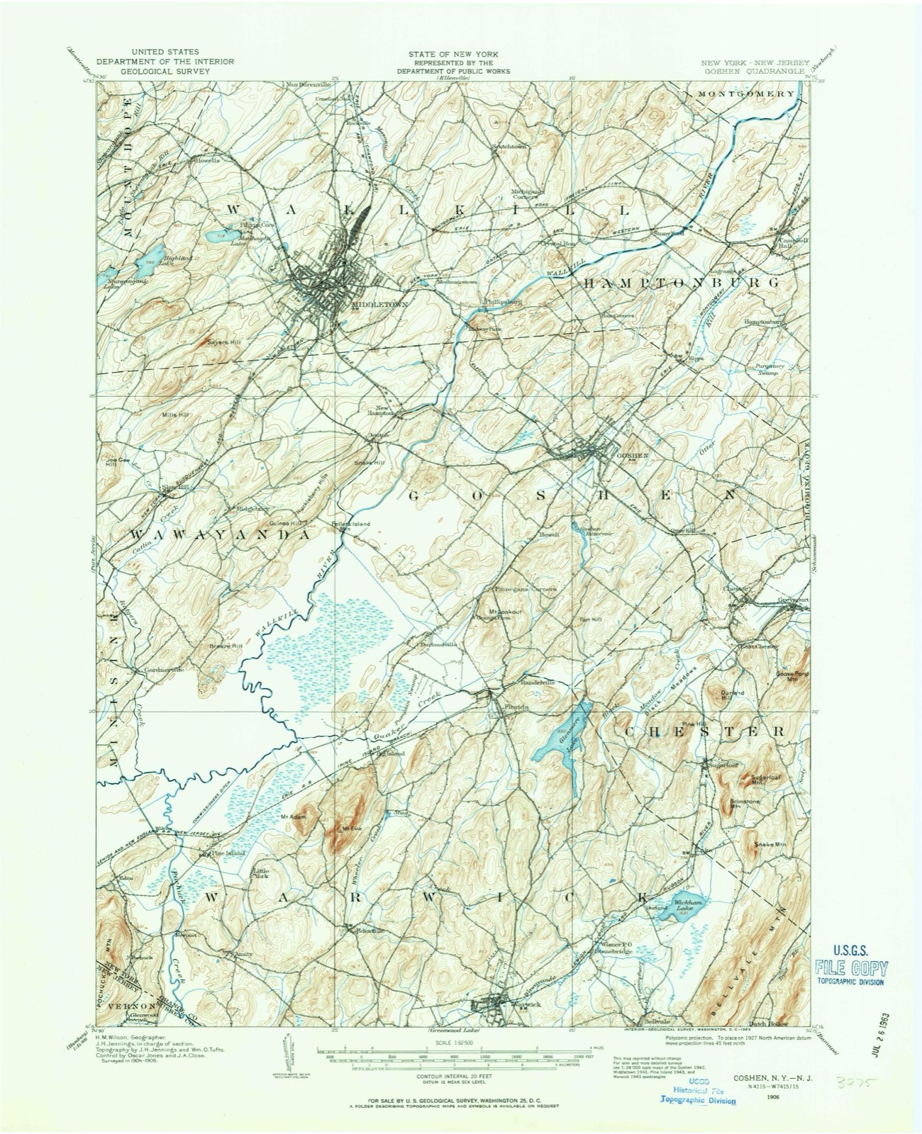 Topographic sheet of Cedarcrest, surveyed 1906