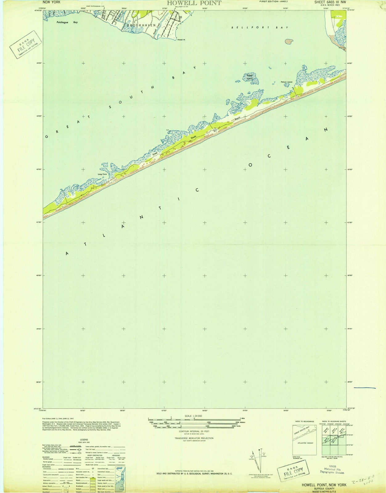 Topographic sheet of Bayberry Dunes, surveyed 1947