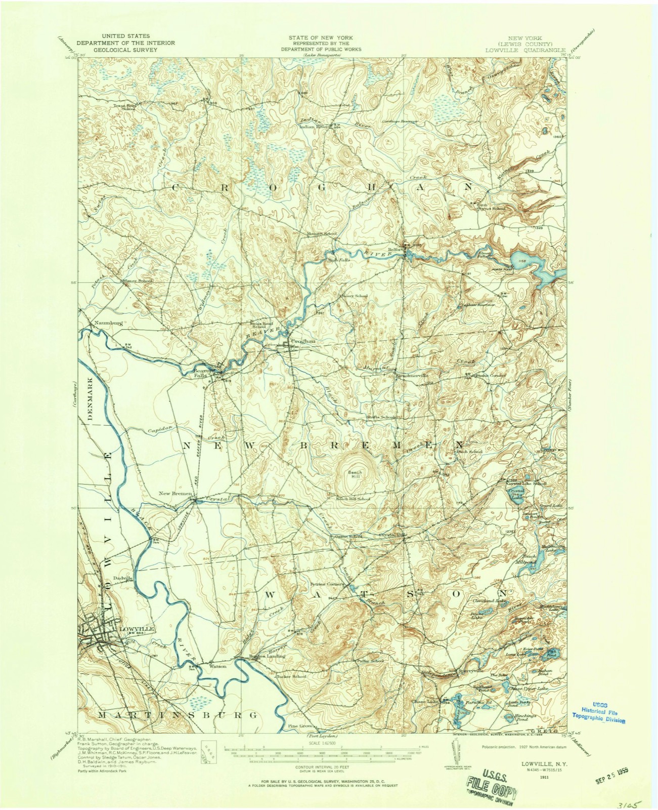Topographic sheet of Beaver Falls, surveyed 1911