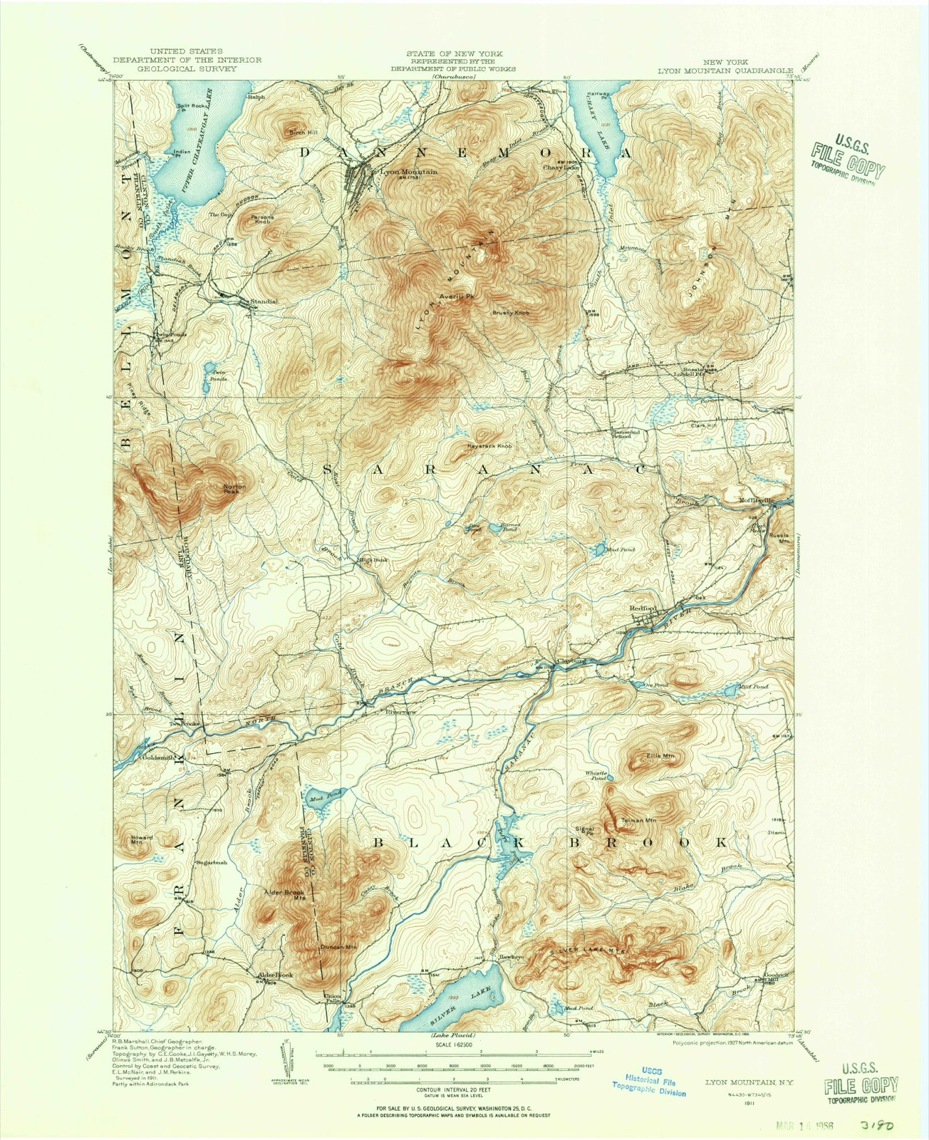 Topographic sheet of Standish, surveyed 1911