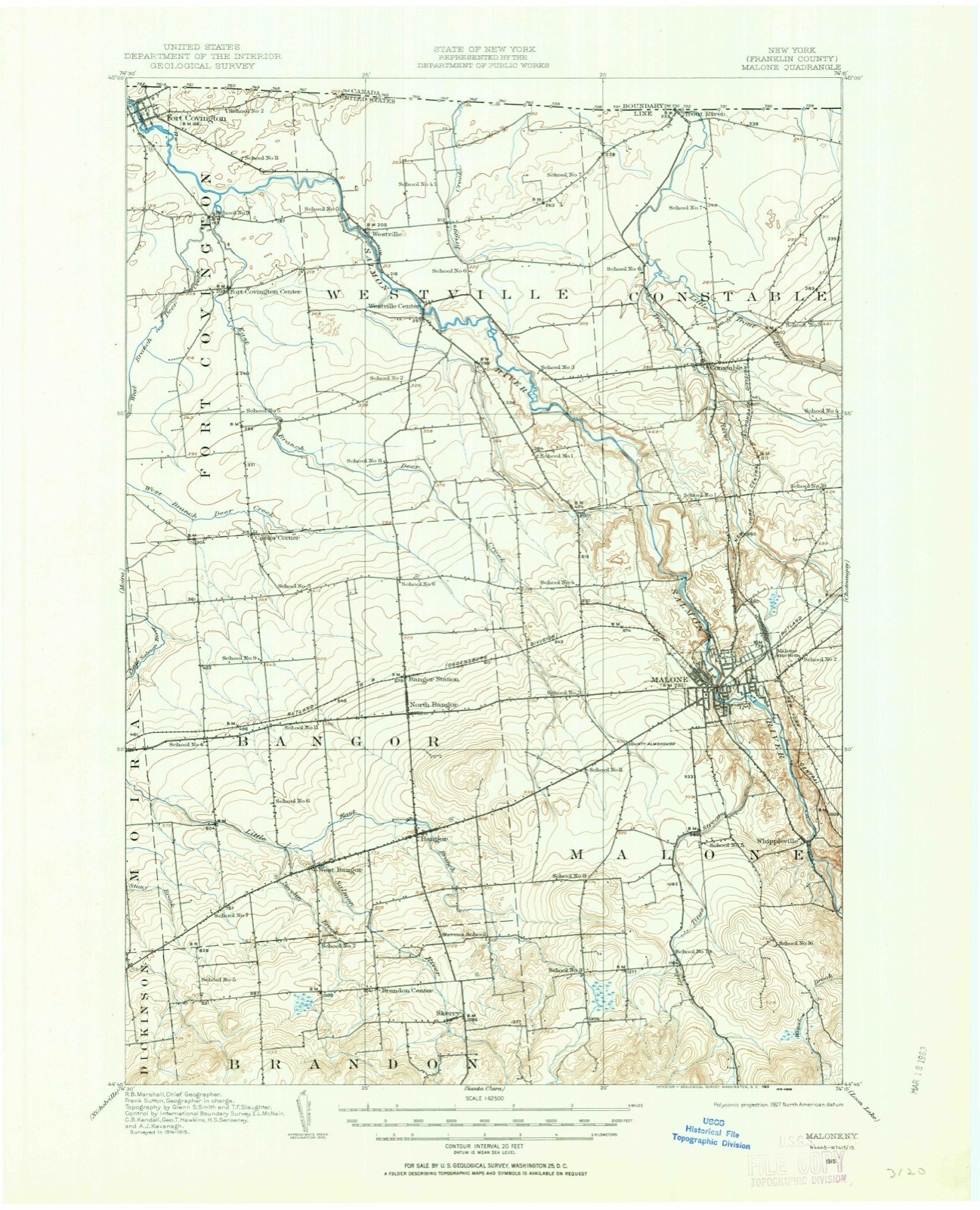Topographic sheet of Malone Junction, surveyed 1915