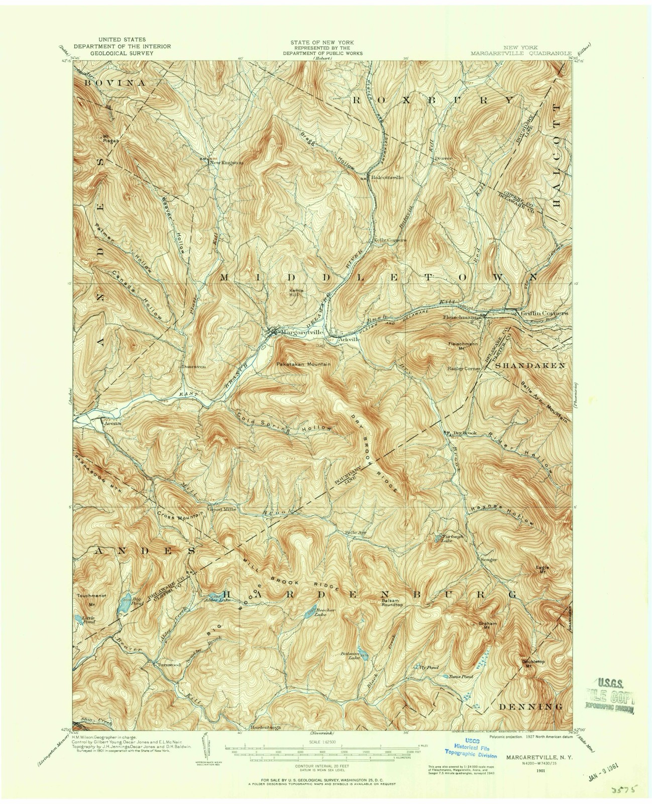 Topographic sheet of Bedell, surveyed 1901
