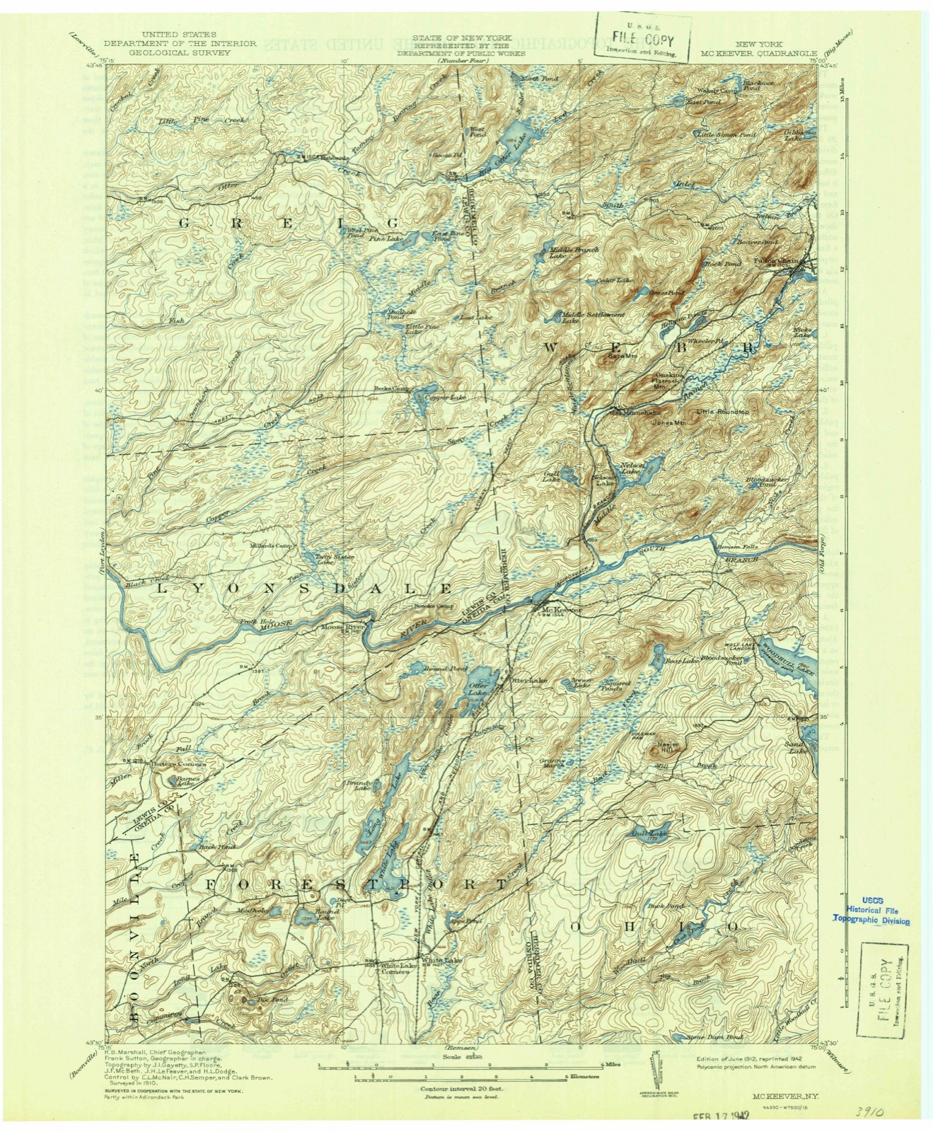 Topographic sheet of McKeever, surveyed 1912
