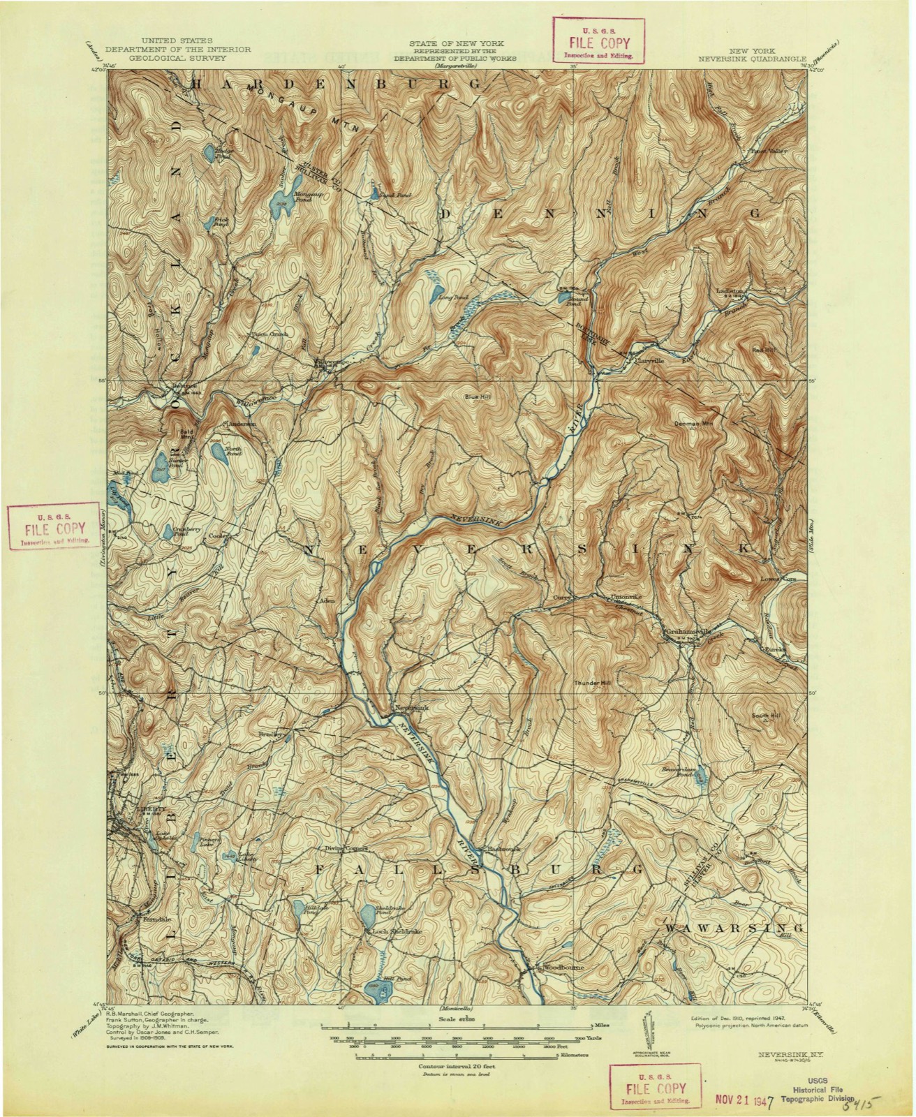 Topographic sheet of Willowemoc, surveyed 1910