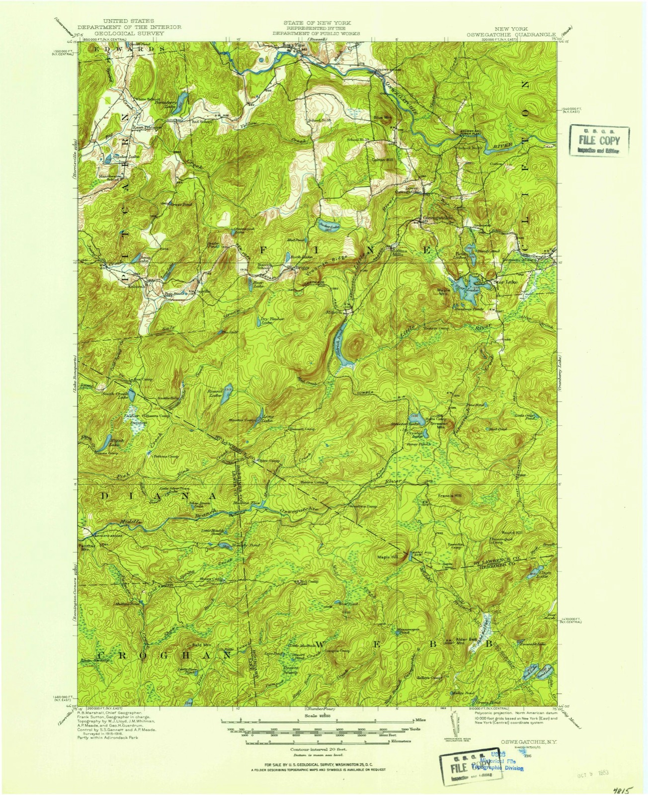 Topographic sheet of Briggs, surveyed 1916