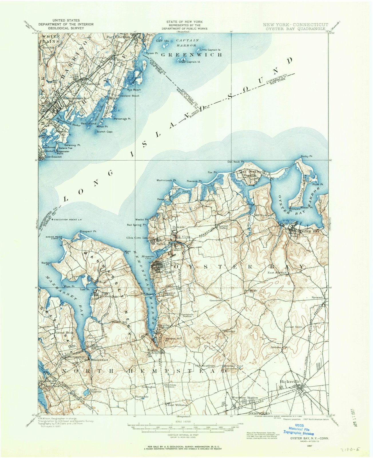 Topographic sheet of Plandome Manor, surveyed 1897
