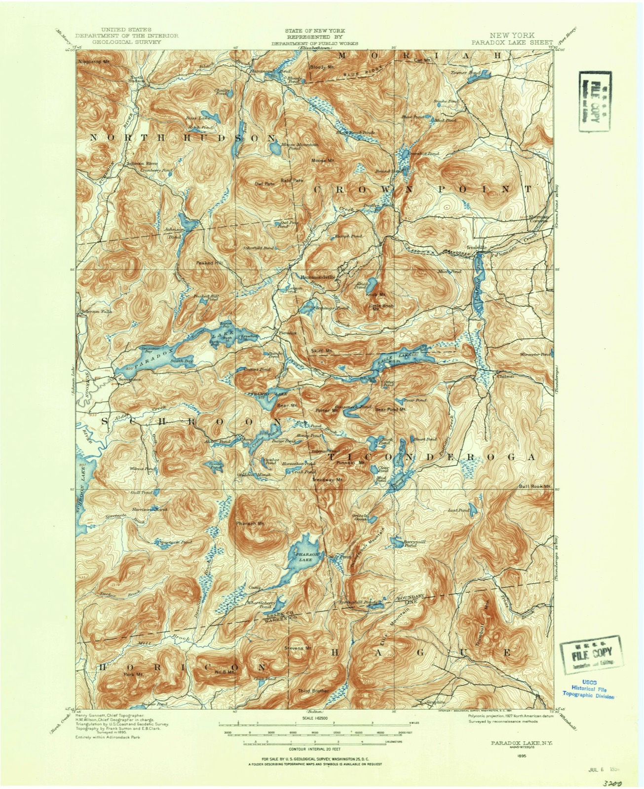 Topographic sheet of Severance, surveyed 1895