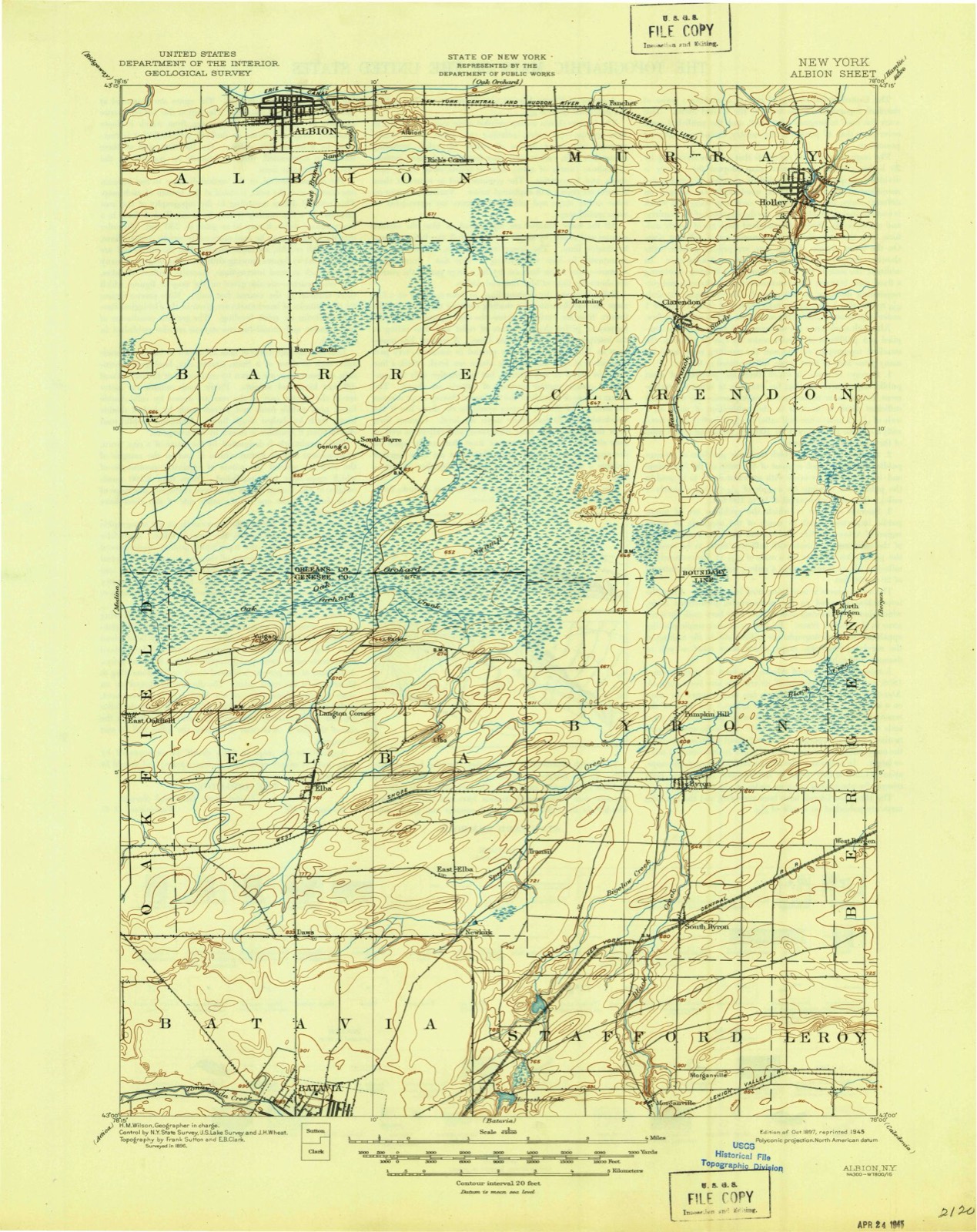 Topographic sheet of Daws, surveyed 1897