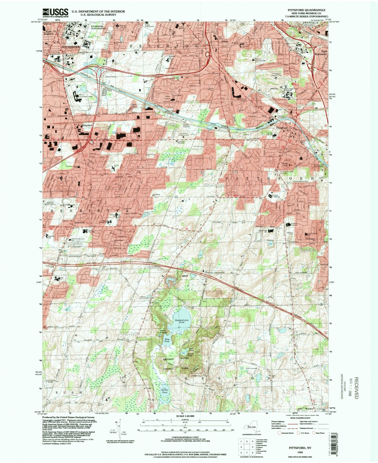 Topographic sheet of Henrietta, surveyed 1994