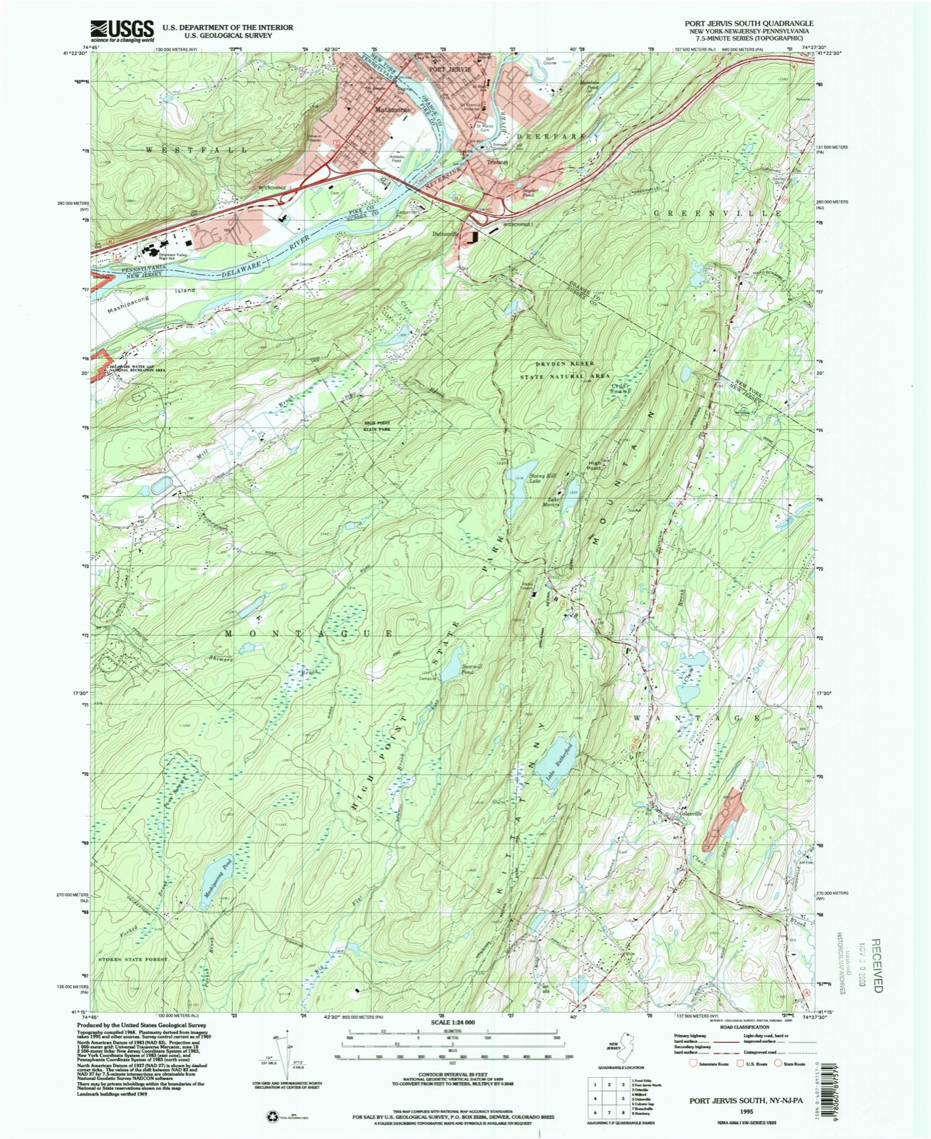 Topographic sheet covering Erie Railroad Station, surveyed 1995