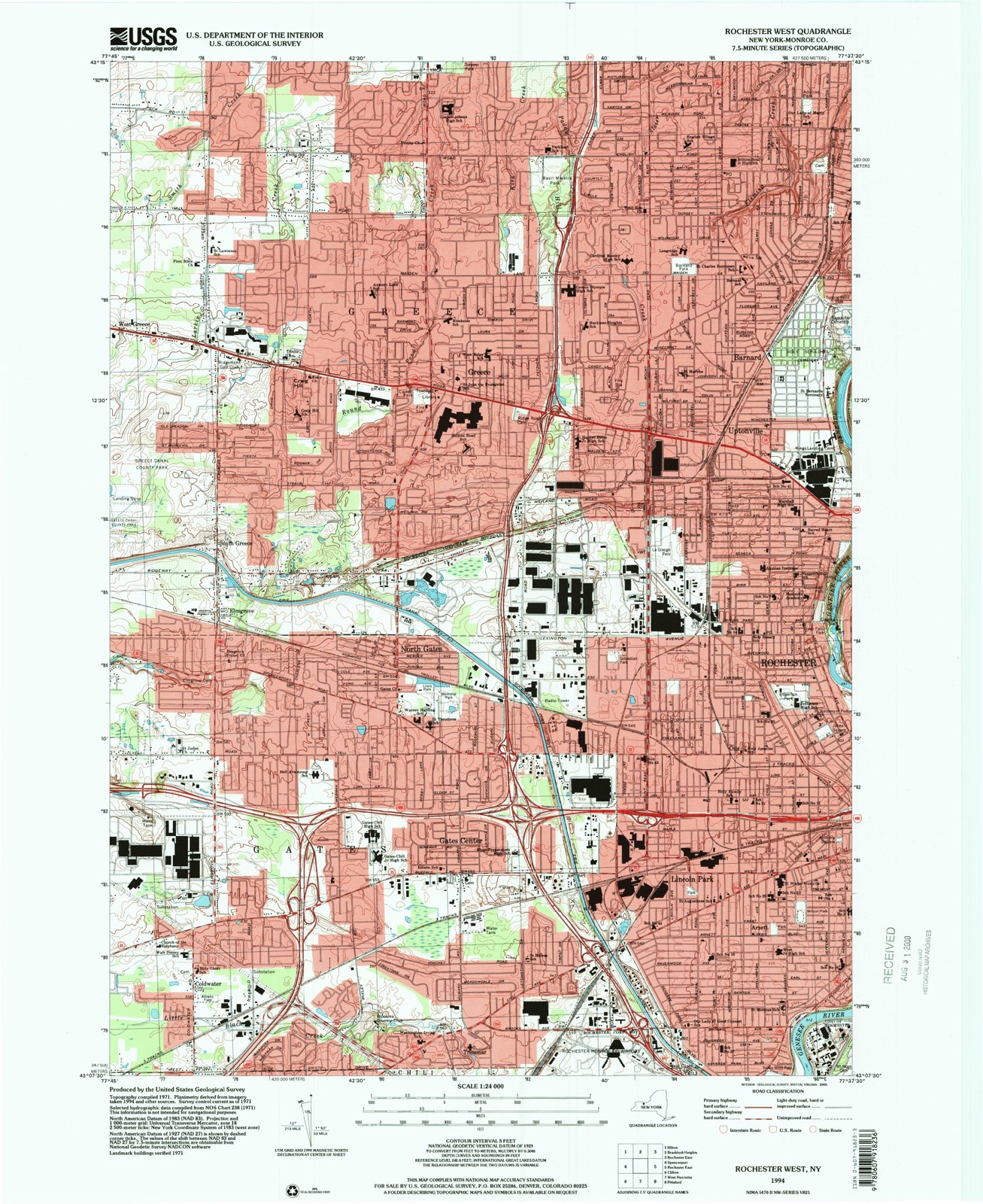 Topographic sheet of Barnard, surveyed 1994