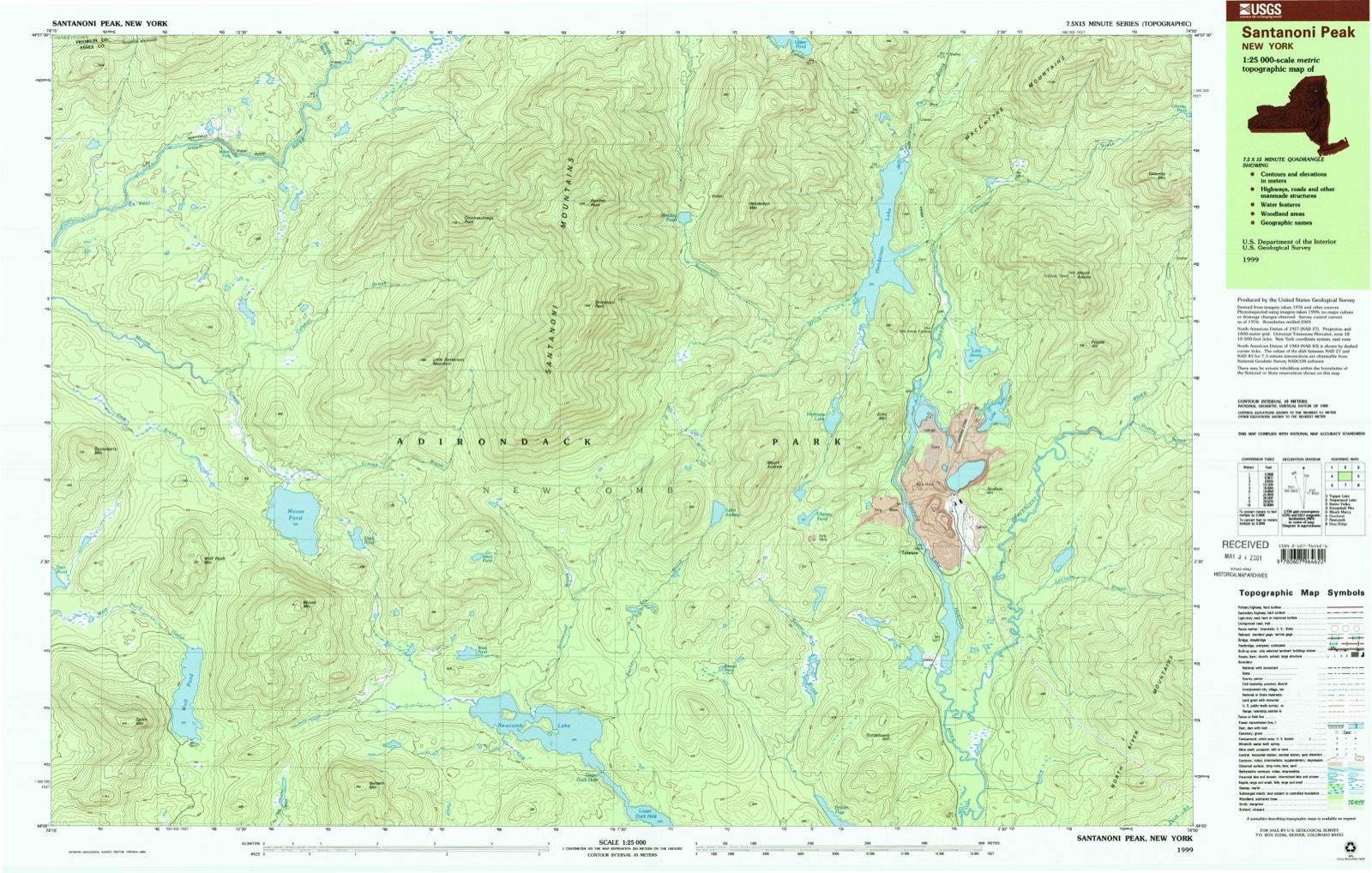 Topographic sheet of Tahawus, surveyed 1999